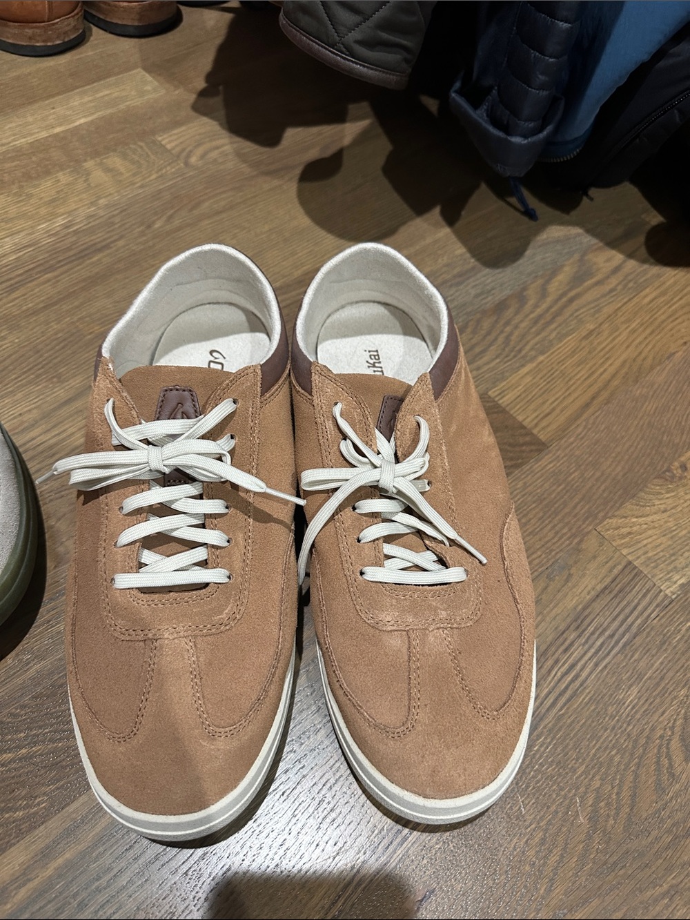 OluKai Men's Suede Sneakers - Brown with White Accents